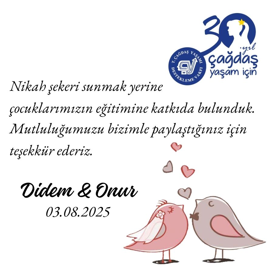 Bilgi Kartı Kuşlar 7,5 x 7,5 cm  Nikah