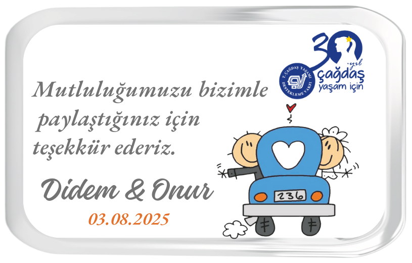 Magnet Mavi Araba Plexi Çerçeve Nikah